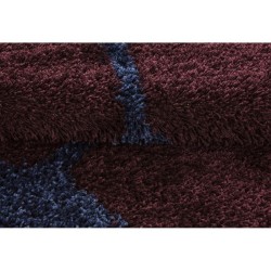KinderTapijt voetbal lange draad Shaggy ronde Claret rood en marineBlauw
