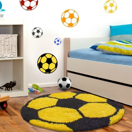 Alfombra de fútbol infantil para habitación infantil, amarilla y negra