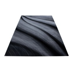Modern wave design living room rug Miami 6630 Black-Grey