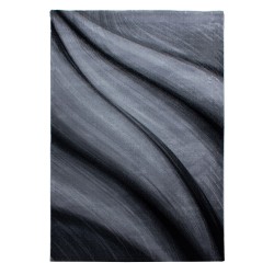 Moderner Wohnzimmerteppich im Wellendesign Miami 6630 Schwarz-Grau
