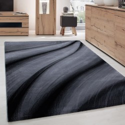 Tapis de salon moderne designe vague Miami 6630 Noir-Gris