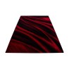Tappeto da soggiorno Miami 6630 Modern Wave Design, rosso-nero