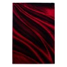 Miami 6630 Modern Wave Design Living Room Rug, Red-Black
