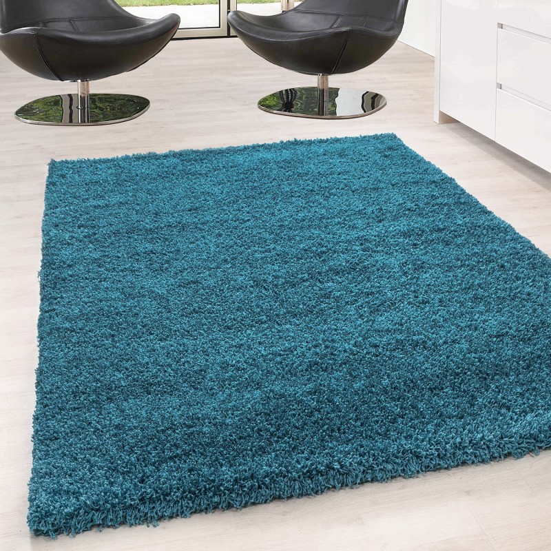 Tapis Shaggy pile longue couleur unique Hauteur de pile 5cm TURQUOISE