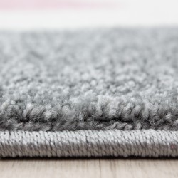 Tapis de chambre d´enfant chat et etoiles Gris-Blanc-Rose