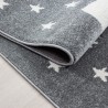 Alfombra infantil con gato y estrellas, gris-blanco-rosa
