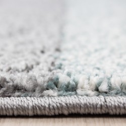 Tapis de salon moderne designe courte pile optique bloc Gris Bleu