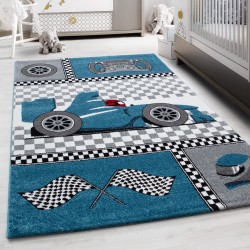 Alfombra infantil Fórmula 1 Coche de carreras Kids 0460 AZUL