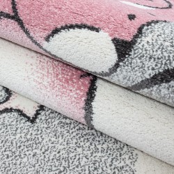 Tapis chambre d´enfant ours la pêche aux étoiles nuages  Gris-Blanc-Rose
