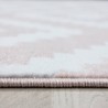 Tapis de salon moderne designe elegance courte pile Rose poudre Blanc