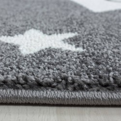Shooting Star Children's Room Rug, Grey and White