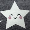 Shooting Star Children's Room Rug, Grey and White