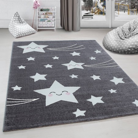 Tappeto per cameretta dei bambini Shooting Star, grigio e bianco
