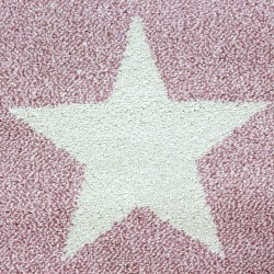 Tapis pour chambre d'enfants à carreaux nuage etoiles Gris Rose Blanc