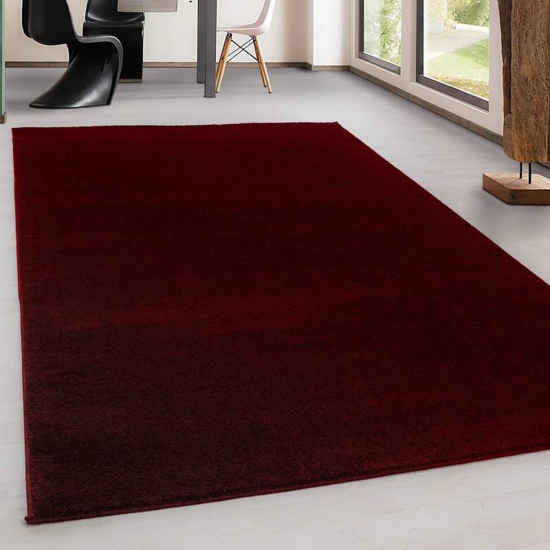 Alfombra moderna de pelo corto para sala de estar, de un solo color rojo moteado