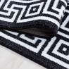 Modern Geometric Design Rug with Versace Optical Border, Black and White