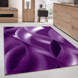 Tapis Moderne de Salon abstrait ombre d'Ondes Optique Noir Violet Blanc