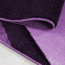 Tapis Design Moderne Abstrait Ondes optique poils courte Noir Violet Blanc