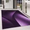 Modern Abstract Design Rug with Optical Waves and Short Pile, Black, Purple, and White