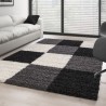 Shaggy rug with long pile, checkered pattern, BLACK WHITE GREY