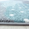 Children's Rug for Baby's Room with Blue Grey White Cloud Pattern