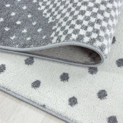 Tapis Enfant Chambre de Bébé motif Nuages Rose Gris Blanc