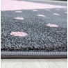 Tapis Enfant Chambre de Bébé motif Coeur Rose Gris