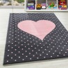 Children's Rug for Baby's Room with Pink and Gray Heart Pattern