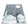 Alfombra infantil para habitación de bebé con estampado de dinosaurios, gris, azul y blanco