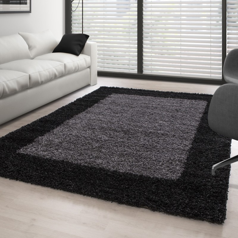 Tappeto Shaggy, pelo lungo, design grigio antracite