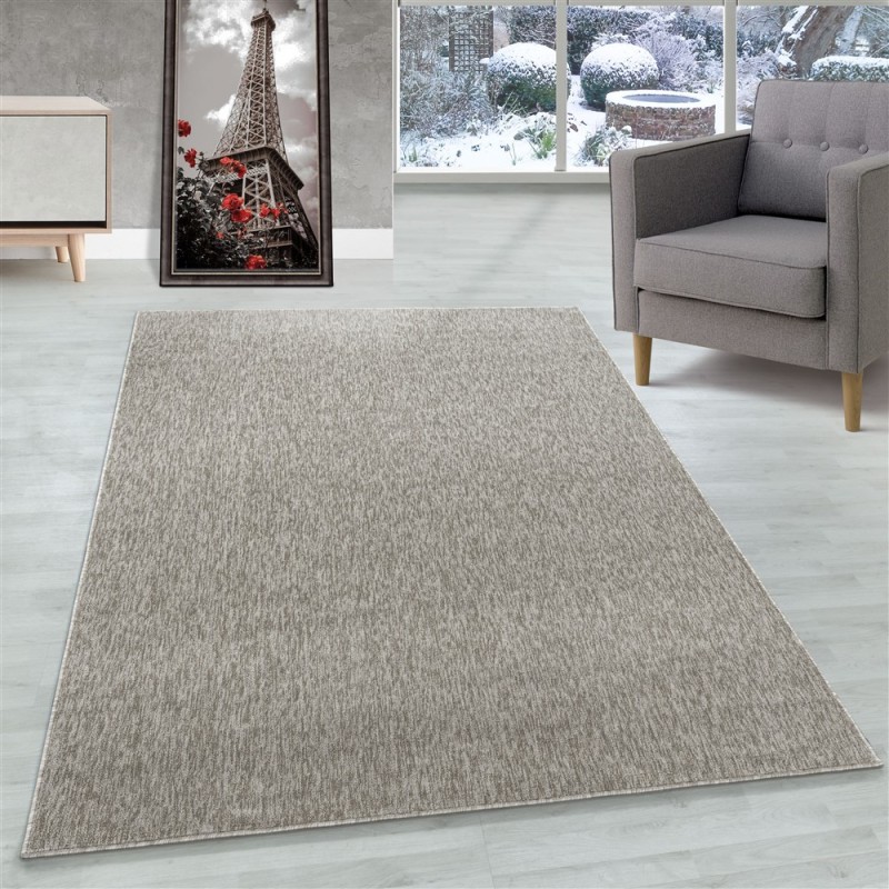 Short pile indoor rug, 4mm height, glossy marbled effect, beige