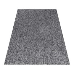 Alfombra de salón de pelo corto jaspeado brillante, 4 mm de altura, color gris