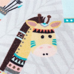 Alfombra infantil de pelo corto, diseño de juego Cielo e Infierno, color gris.