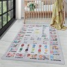 Alfombra infantil de pelo corto con letras, números y estampado de estaciones - Gris