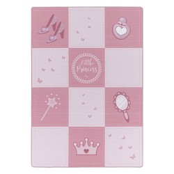 Kurzfloriger Kinderteppich mit Prinzessinnen-Zauberstab-Motiv, rosa