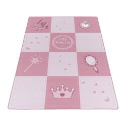 Children's rug with short pile, Princess magic wand design, pink