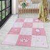 Alfombra infantil de pelo corto, diseño de varita mágica de princesa, color rosa.