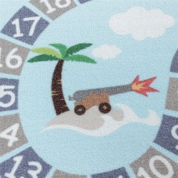 Tappeto per bambini a pelo corto con motivo di pirati marittimi, blu.
