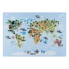 Tapis de enfants à poils courts Motif de carte du monde Animaux Blanc