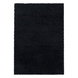 Shaggy Design Living Room Rug, Soft Pile, Monochrome Black