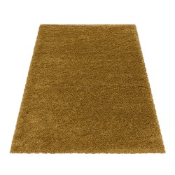 Alfombra Shaggy para sala de estar, pelo suave, dorado monocromático