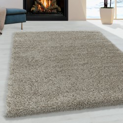 Shaggy Design Living Room Rug, Soft Pile, Monochrome Taupe