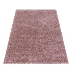 Shaggy Design Living Room Rug, Soft Pile, Monochrome Pink