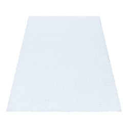 Shaggy Design Living Room Rug, Soft Pile, Monochrome White